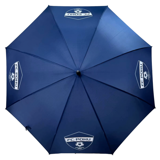 Iso sateenvarjo seuran väreissä 