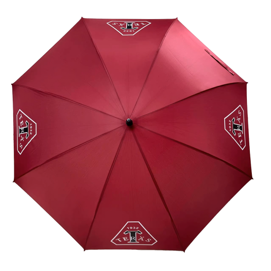 Iso sateenvarjo seuran väreissä 