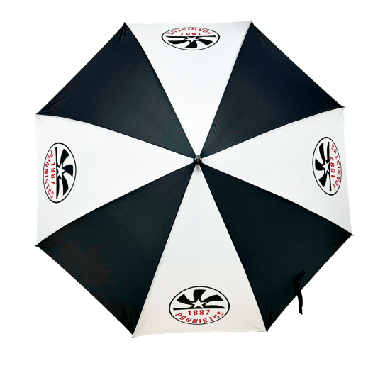 Iso sateenvarjo seuran väreissä 